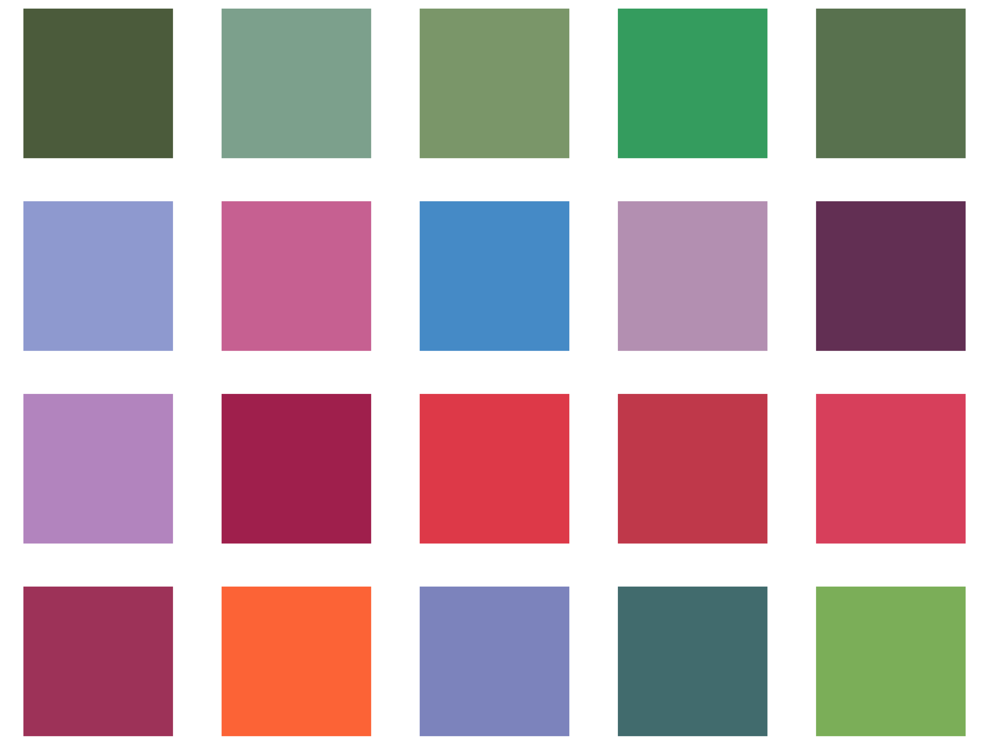 Numerous Pantone color swatches